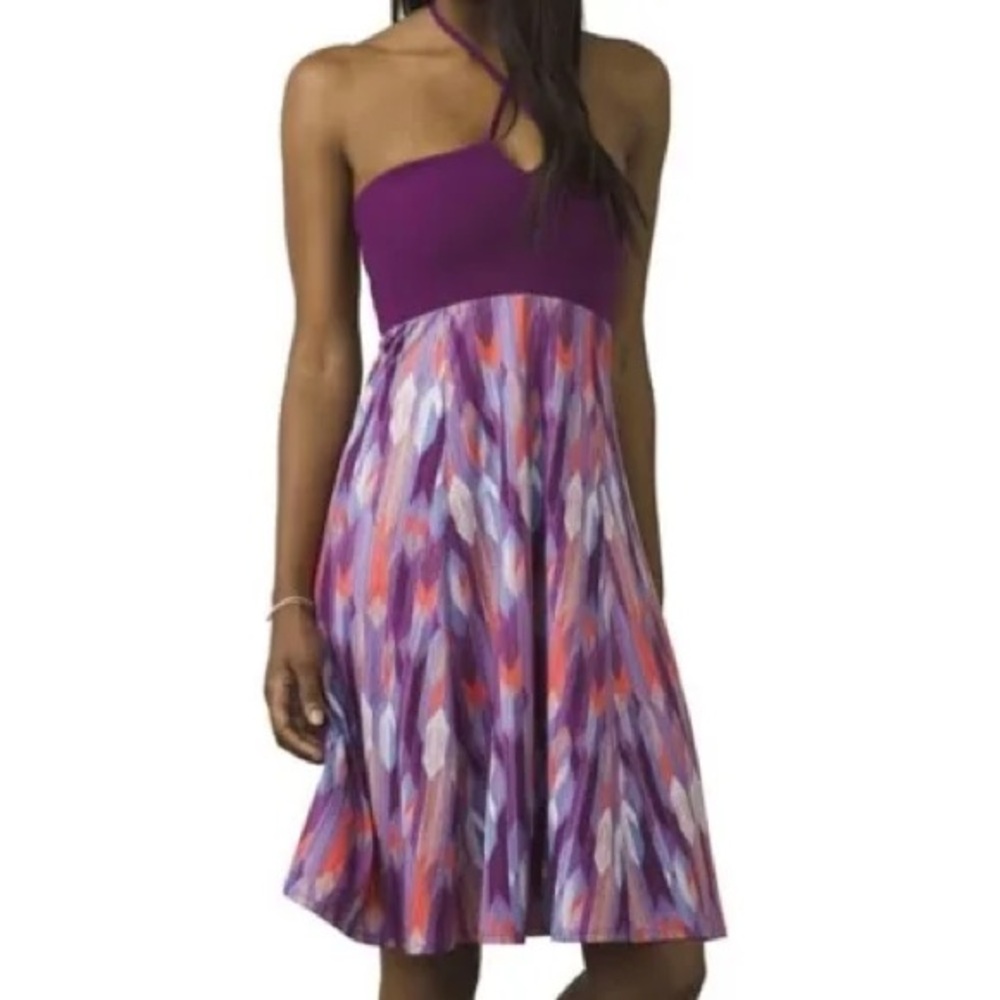 Prana Strapless Dress in Purple and Multicolor size small
